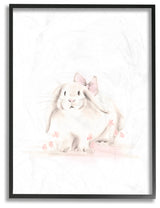 "Baby Bunny With Pink Bow" 11x14, Framed Giclee Texturized Art