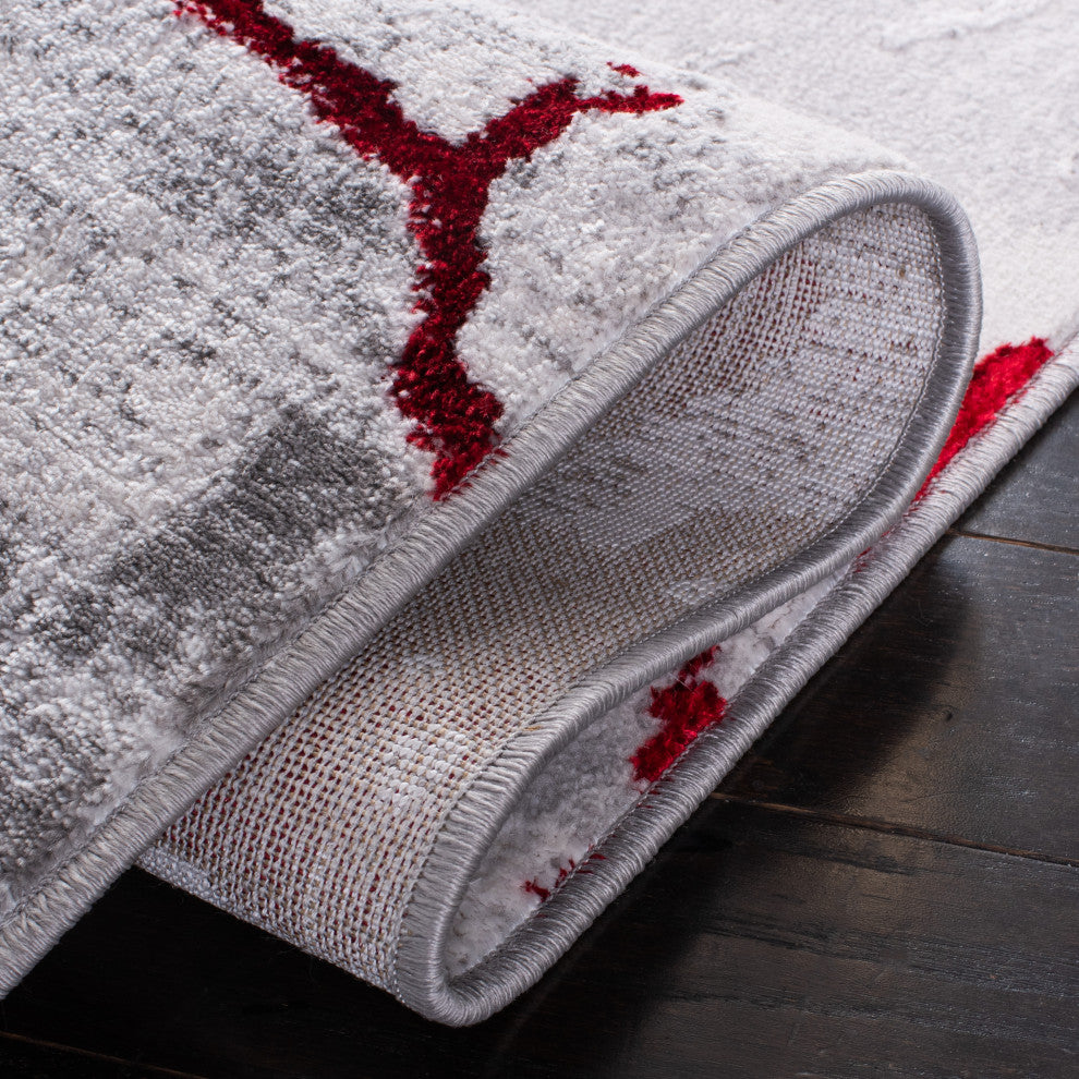 Safavieh Amelia Collection, ALA293 Rug, Grey/Red, 6'7" Square