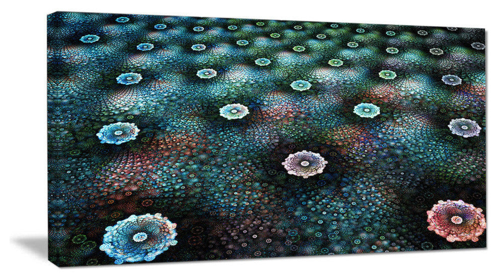 Blue Flowers on Alien Planet, Large Floral Canvas Art Print, 60"x28"