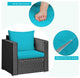 Costway 3PCS Patio Rattan Wicker Furniture Set Sofa Table W/Cushion Turquoise