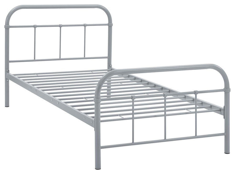Modway Maisie Twin Stainless Steel Bed Frame, Gray