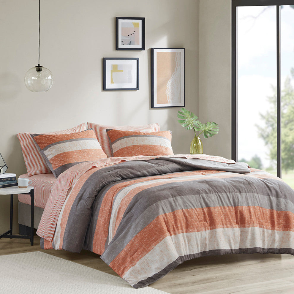 Madison Park Essentials Jaxon Stripe Comforter Set With Bed Sheets