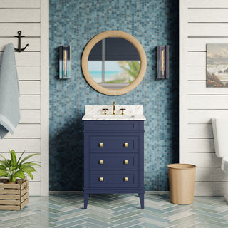 Eleanor 24" Bathroom Vanity, Royal Blue, Carrara Marble