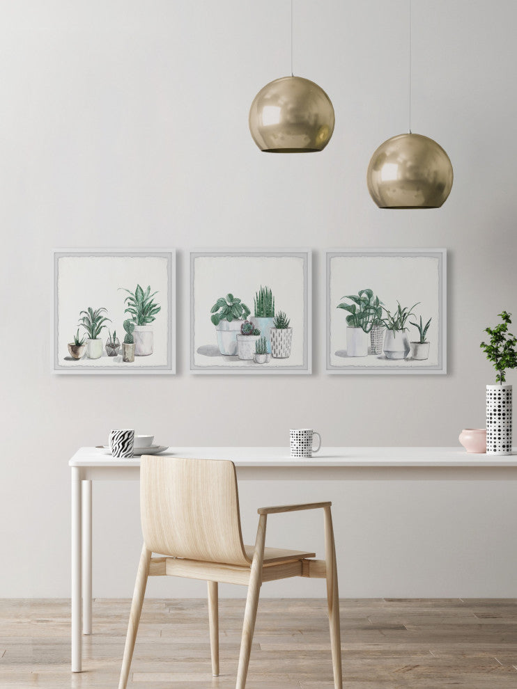 Urban Houseplants Triptych, Set of 3, 24x24 Panels
