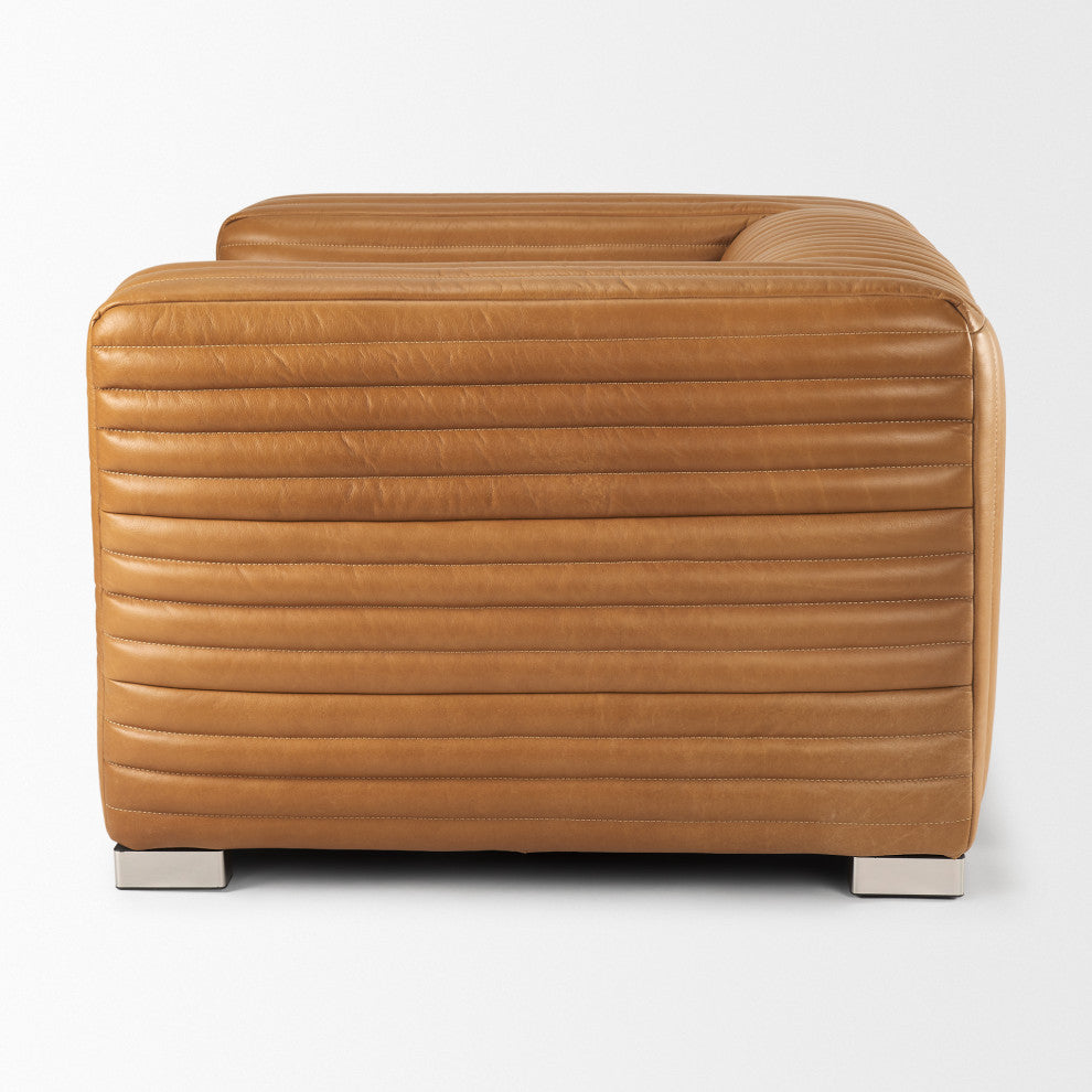 Ricciardo Cognac Leather Upholstered Arm Chair