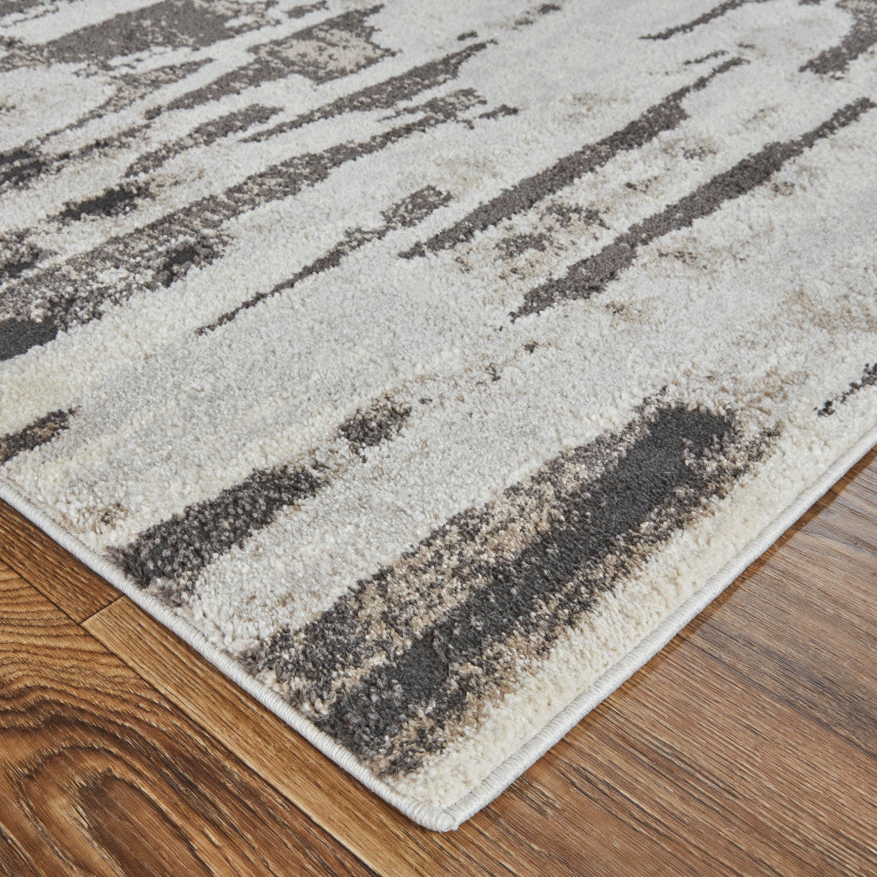Weave & Wander Kayden Contemporary Abstract Rug, Gray/Charcoal, 9' X 12'