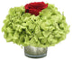 Mercury Glass Votive, Red Rose and Basil Hydrangea