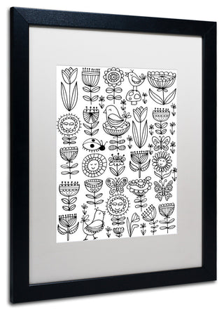 Elizabeth Caldwell 'Birds And Flowers' Art, Black Frame, White Mat, 16x20
