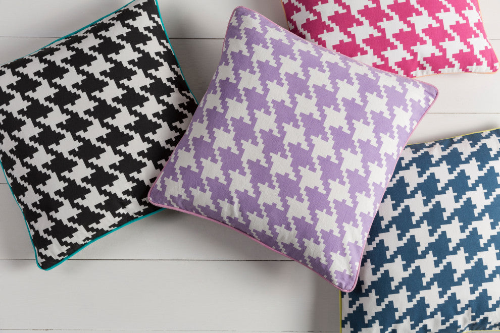 Surya Houndstooth SY-035 22"x22" Pillow Kit, Lime/Sky Blue/Cream