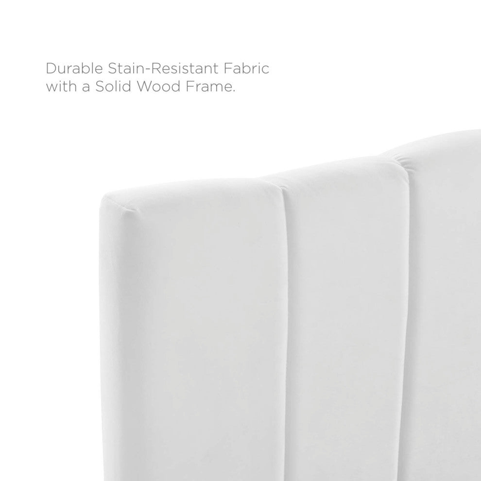 Tufted Headboard, King Size, Velvet, White, Modern Contemporary, Bedroom Master