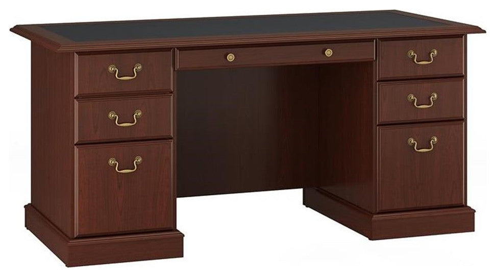 Saratoga Executive Desk in Harvest Cherry and Black - Engineered Wood