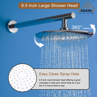 9.5 inch Wall-mounted Complete Shower System with Handheld and Tub Spout, Chrome