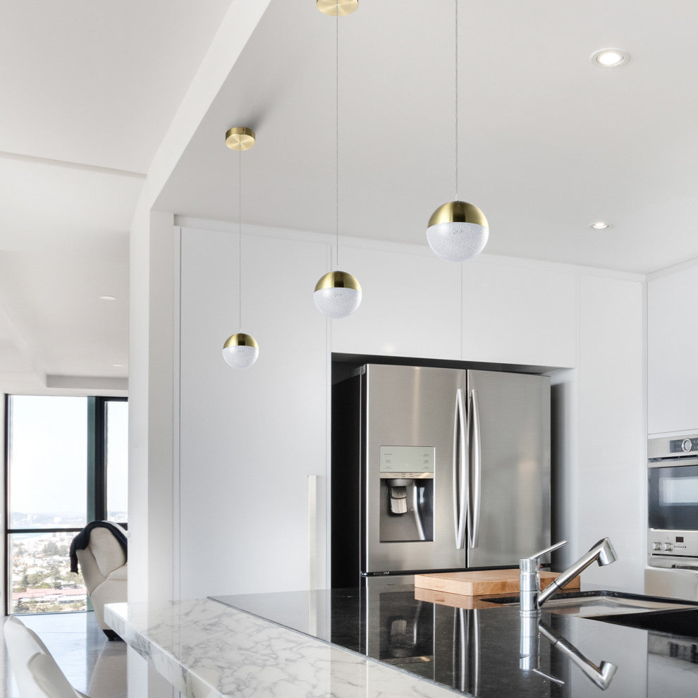 Ravello 5" ETL Certified Integrated LED Pendant Light with Globe Shade, Brass