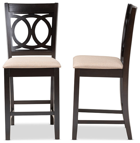 Lenoir Sand Espresso Browned Wood Counter Height Pub Chair Set of 2