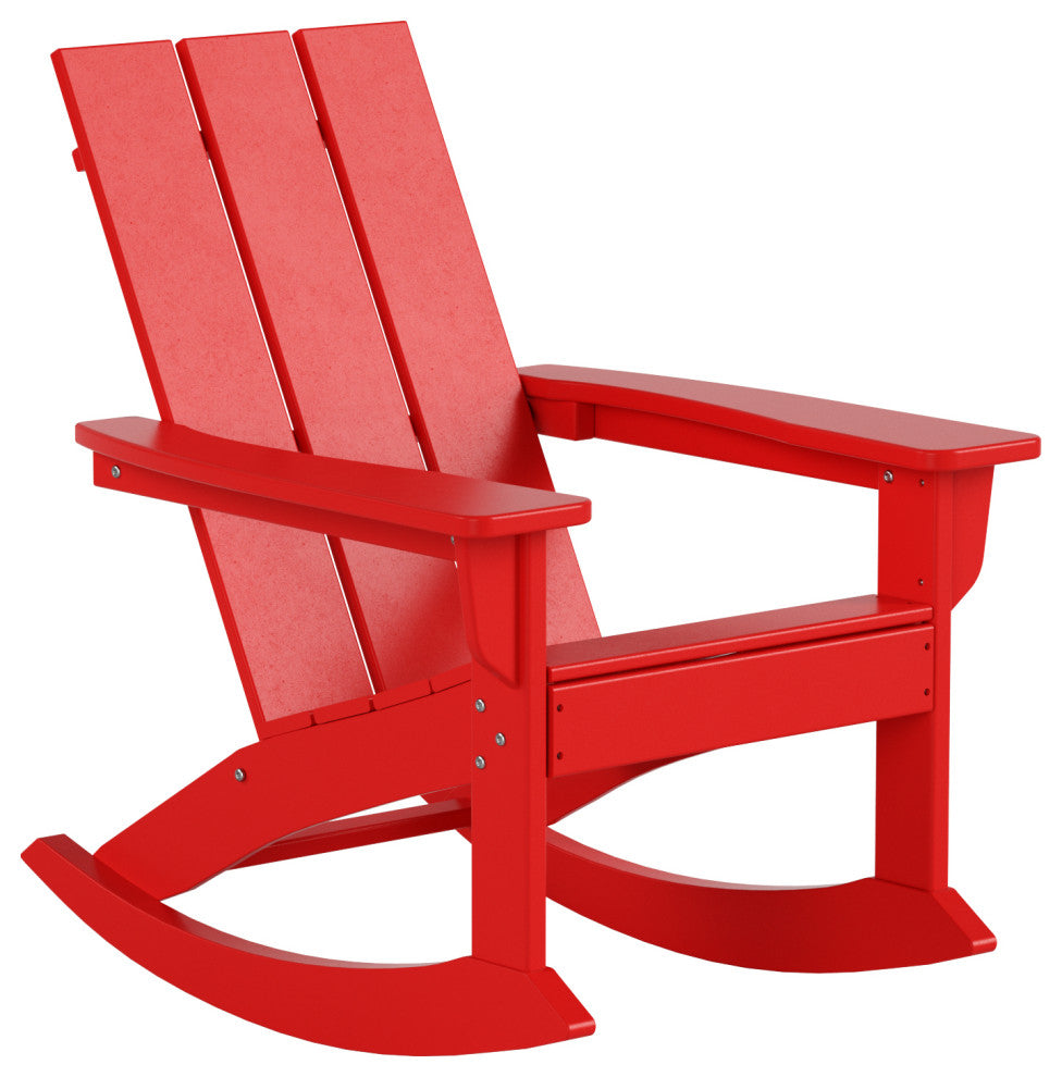 WestinTrends Set of 2 Modern Adirondack Outdoor Rocking Chairs, Red