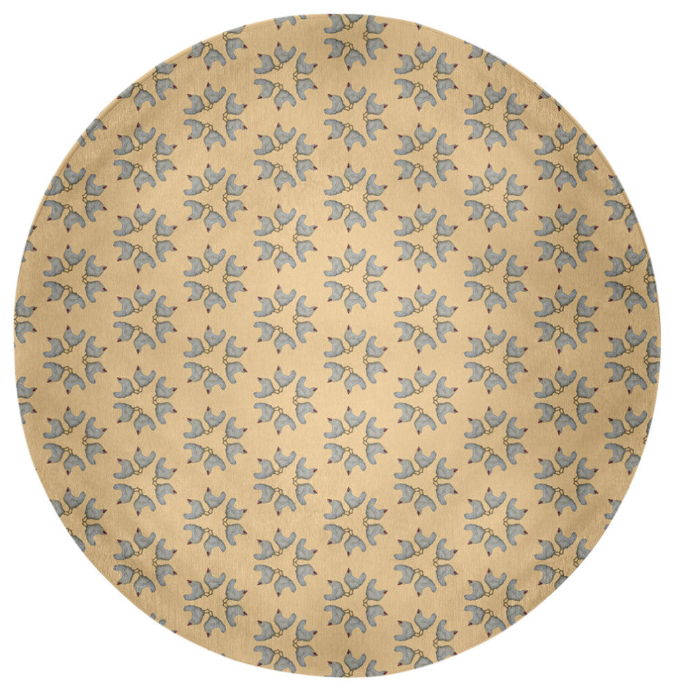 Chickens-go-round Easter Chenille Rug, Corn Yellow, 5' Round