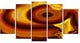 Agate Geode Slice Macro, Brown, Abstract Canvas Art Print, 60"x32", 5 Panels
