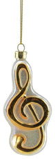 4" Royal Symphony Gold and White Treble Clef Music Note Glass Christmas Ornament