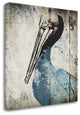 "Rustic Blue Pelican" By Sarah Ogren, Giclee Print on Gallery Wrap Canvas
