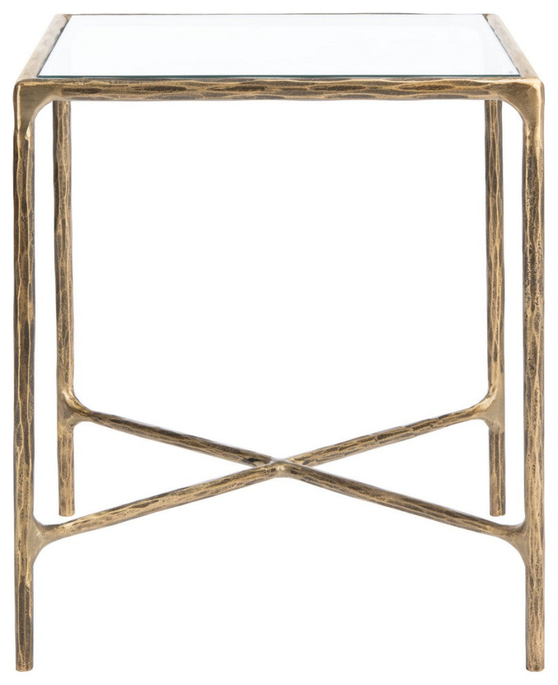 Safavieh Couture Jessa Forged Metal Square End Table, Brass
