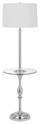 Benzara BM282145 Ava 61" Floor Lamp, Glass Tray Table, 1 USB Port, Glossy