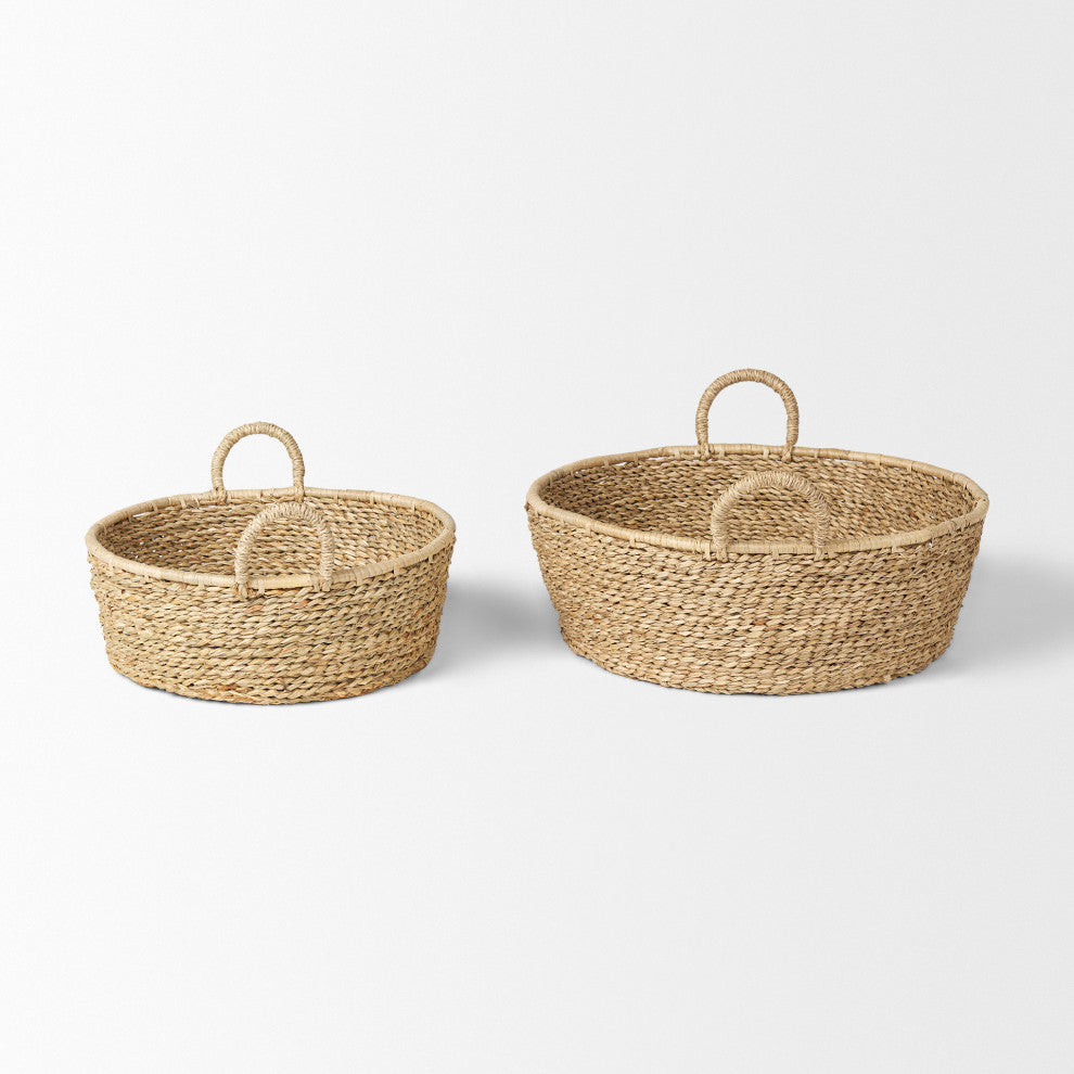 Ayanna Set of 2 Deep Nesting Seagrass Baskets With Handles