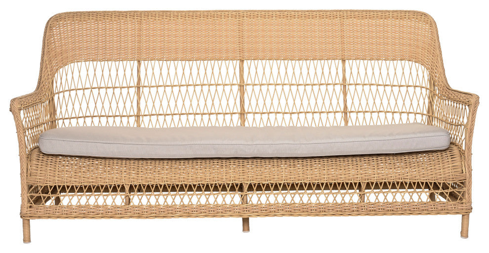 Dawn 3-Seater Sofa With Cushion, Natural Finish, Sailcloth Seagull Upholstery