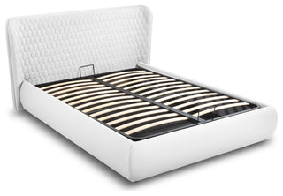 Agoura Queen Storage Bed, White PU Leather