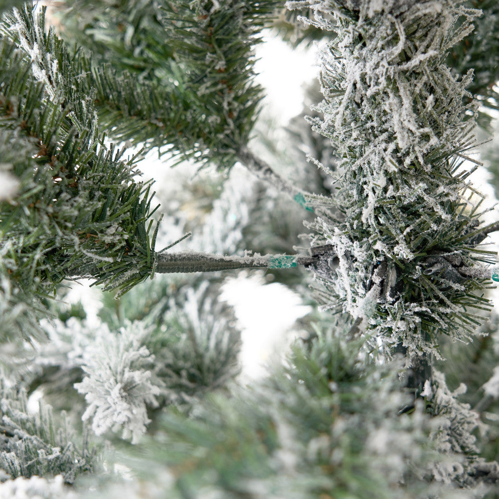 10ft. Prelit Flocked Livingston Fir Artificial Christmas Tree With Pine Cones