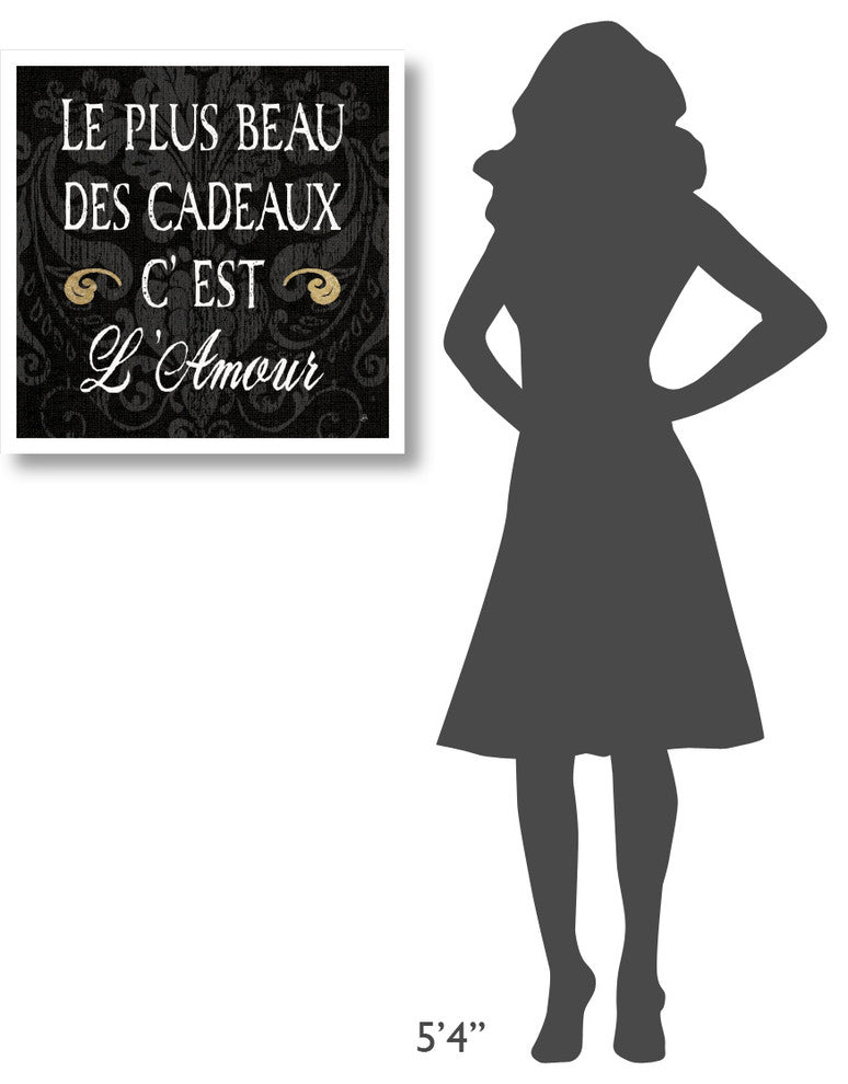 "Inspirational Collage I French on Black" Print by Daphne Brissonnet, 26"x26"