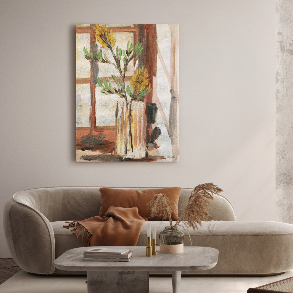 Timeless Serenity II" Gold Metallic Shagreen Wrapped Canvas Wall Art 48"x36"