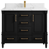 Aberdeen 42 Single Sink Bath Vanity in Black 1.5" White Quartz