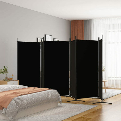 vidaXL Room Divider Folding Privacy Screen 2 Panel Room Divider Black Fabric, Black, 204.7" X 70.9"/ 1 Piece