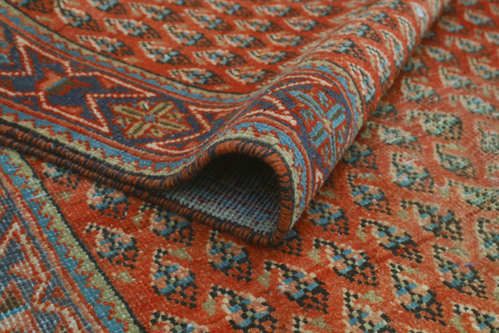 Vintage Distressed Camila Red/Navy Runner, 3'9x9'0