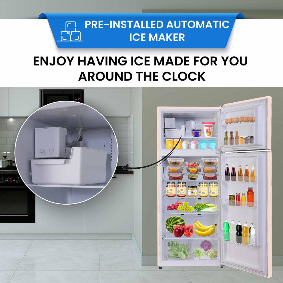 Conserv 30in RETRO Refrigerator 18cf Top Mount w/AUTOMATIC ICE MAKER 110V Handle