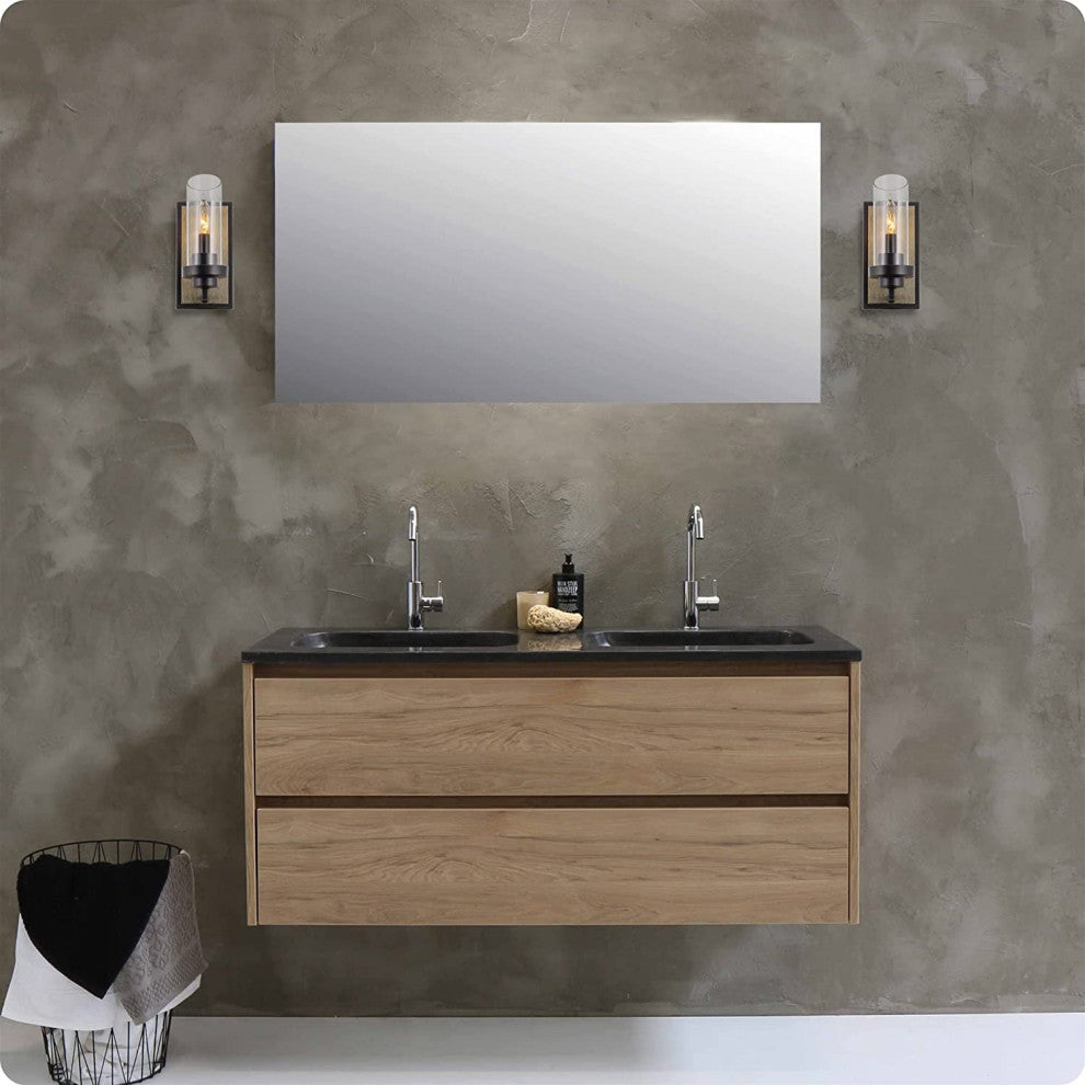1-Light Wall Lights for Bedroom Black Industrial Glass Wall Sconce