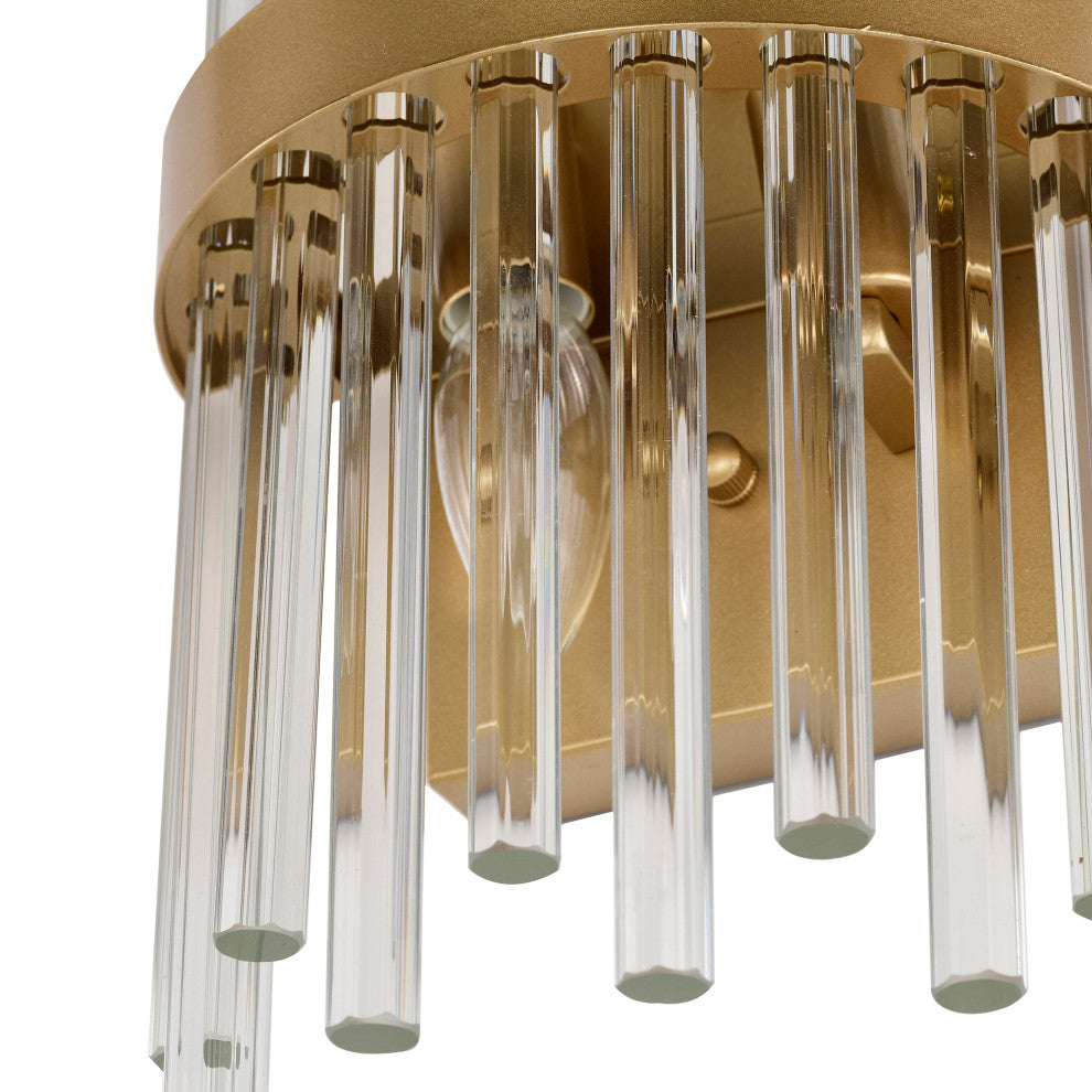 Eva 2-Light Crystal Glass Bar Wall Sconce, Glossy Bronze Finish