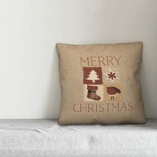 Merry Christmas antique 16"x16" Throw Pillow