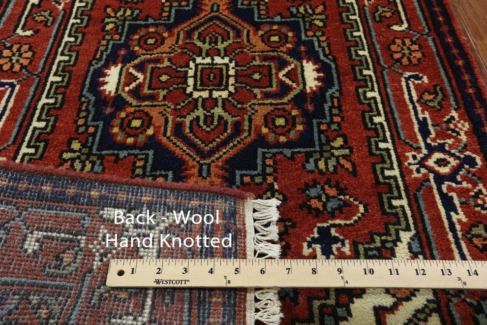 New Red Oriental Runner 3'x20' Heriz Serapi Hand Knotted Wool Area Rug H9214