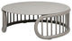 Harper 34.5" Aluminum Barrel Outdoor Patio Round Coffee Table, Geige Taupe