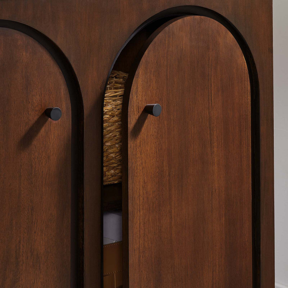 Appia 2-Door Arched Door Storage Cabinet - Walnut