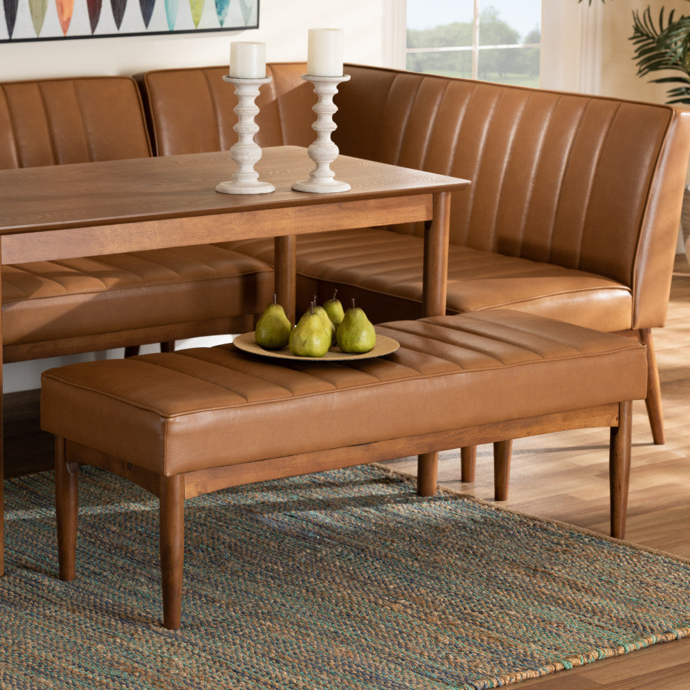 St Clair Modern Farmhouse Dining Bench, Tan