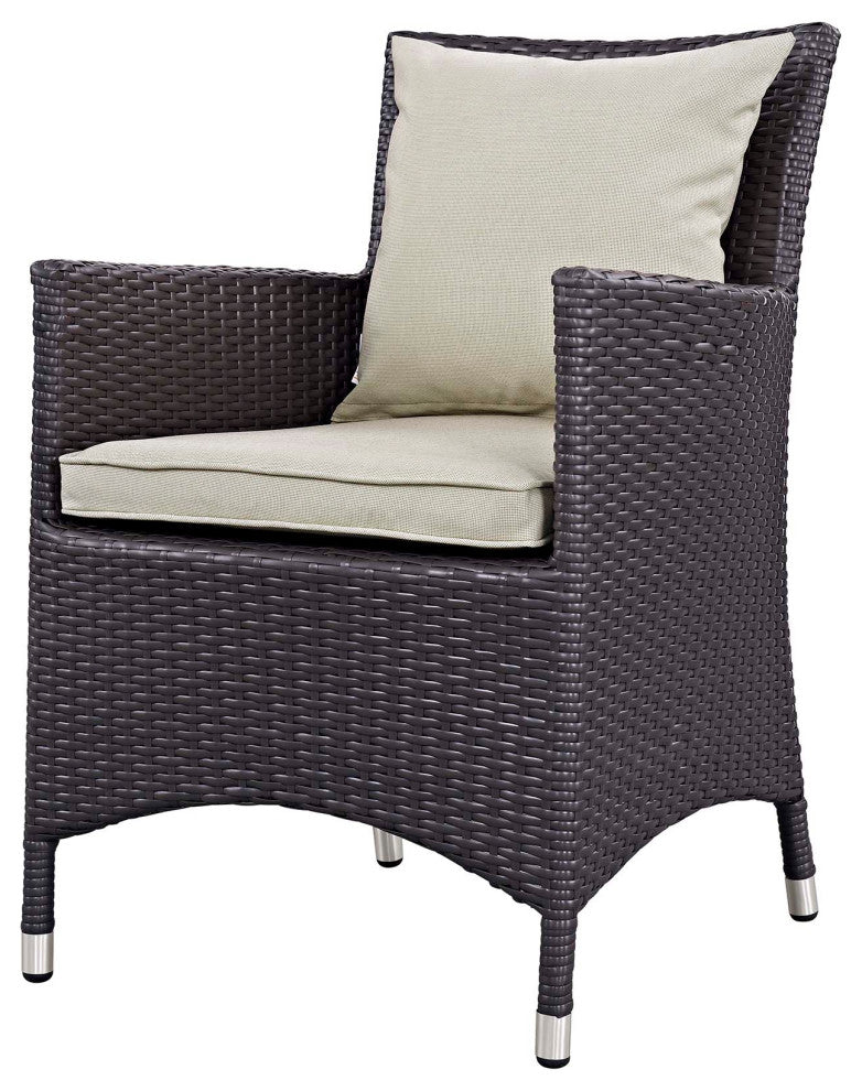 Modern Outdoor Patio Coffee Fire Pit Table and Chair Set, Fabric Rattan, Beige