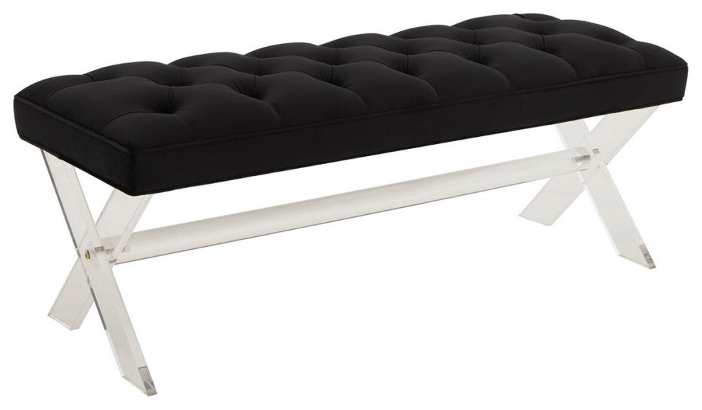Safavieh Couture Tourmaline Tufted Acrylic Bench, Black