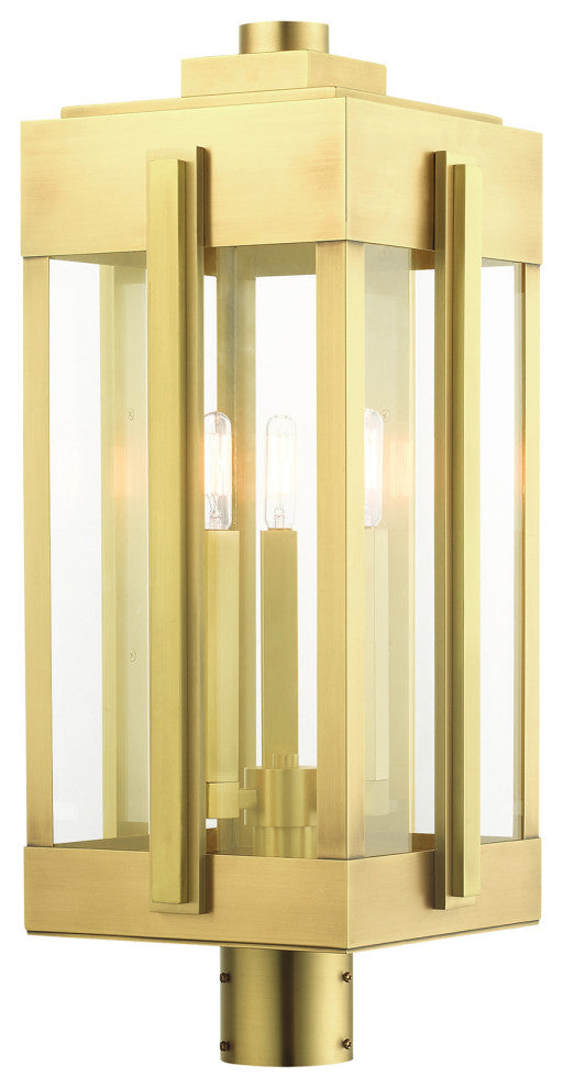 Natural Brass Art Deco, Sophisticated Outdoor Post Top Lantern
