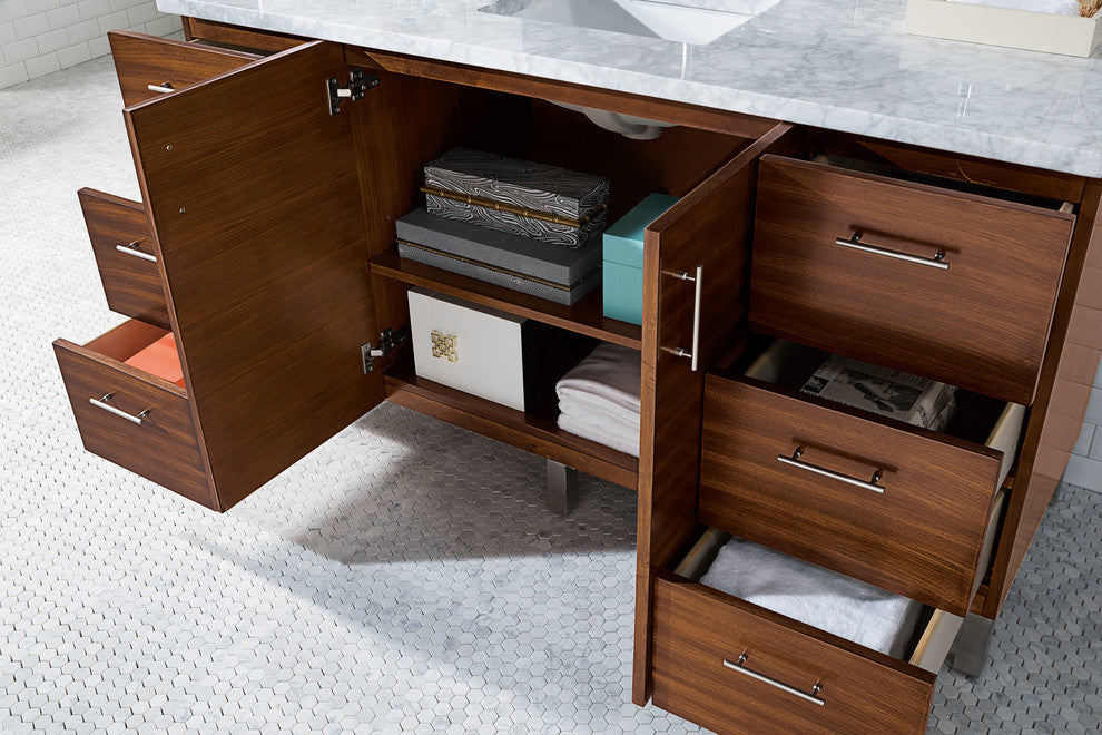 Metropolitan 60" Single Vanity, American Walnut, No Top, Without Top