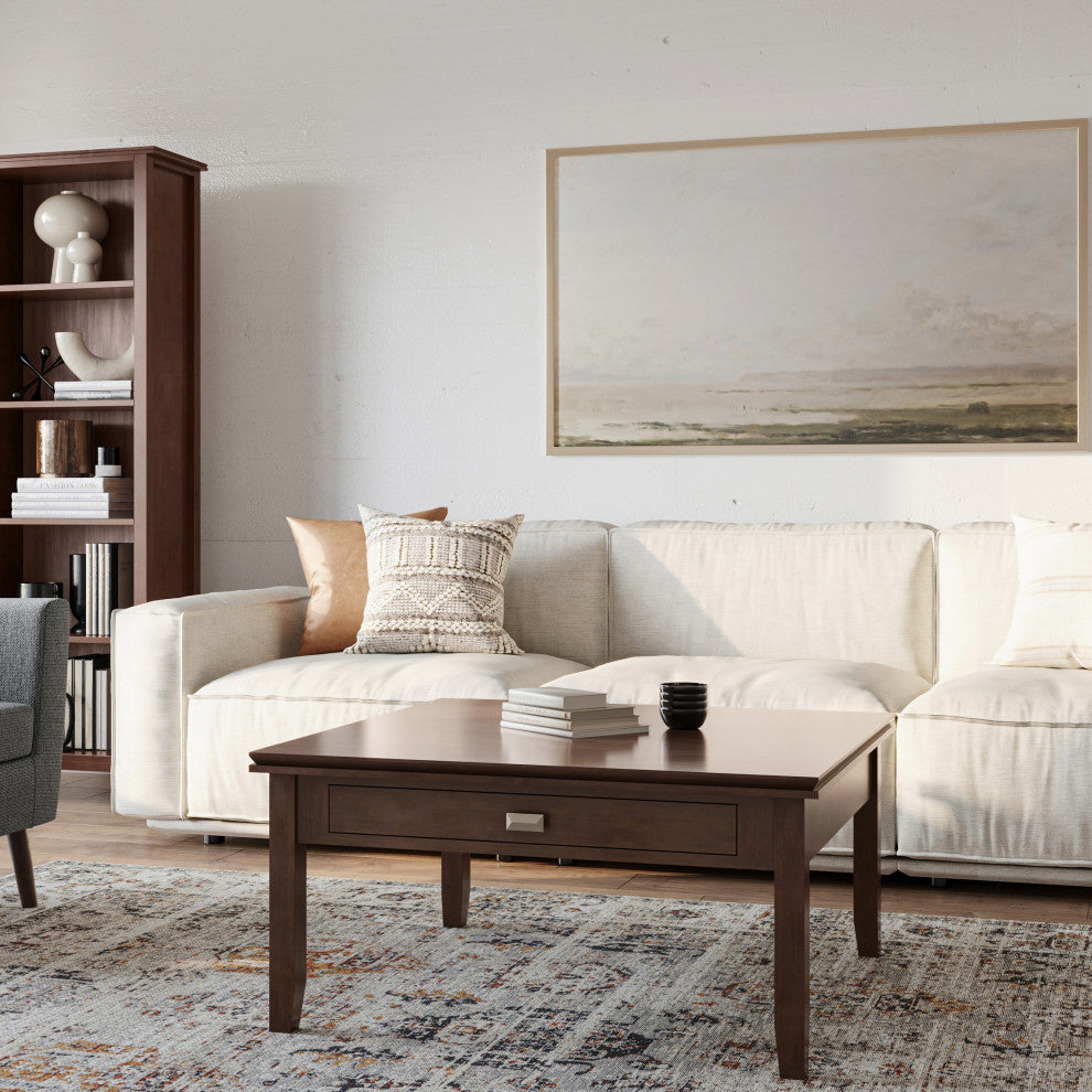 Artisan SOLID WOOD Square Coffee Table, Russet Brown