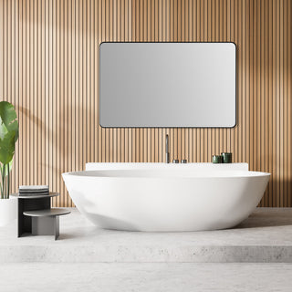 Nettuno Rectangle Bathroom/Vanity Aluminum Framed Wall Mirror, Matt Black, 48"