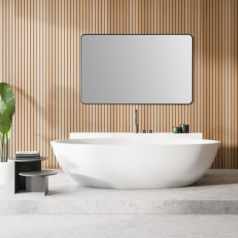 Nettuno Rectangle Bathroom/Vanity Aluminum Framed Wall Mirror, Matt Black, 48"