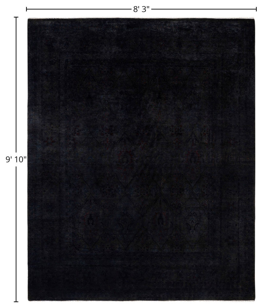 Overdyed One-of-a-Kind Hand-Knotted Area Rug Black, 8' 3" x 9' 10"